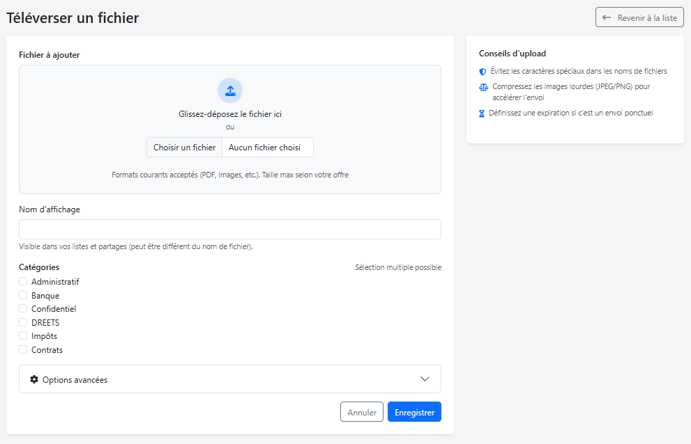 Téléversement de fichiers